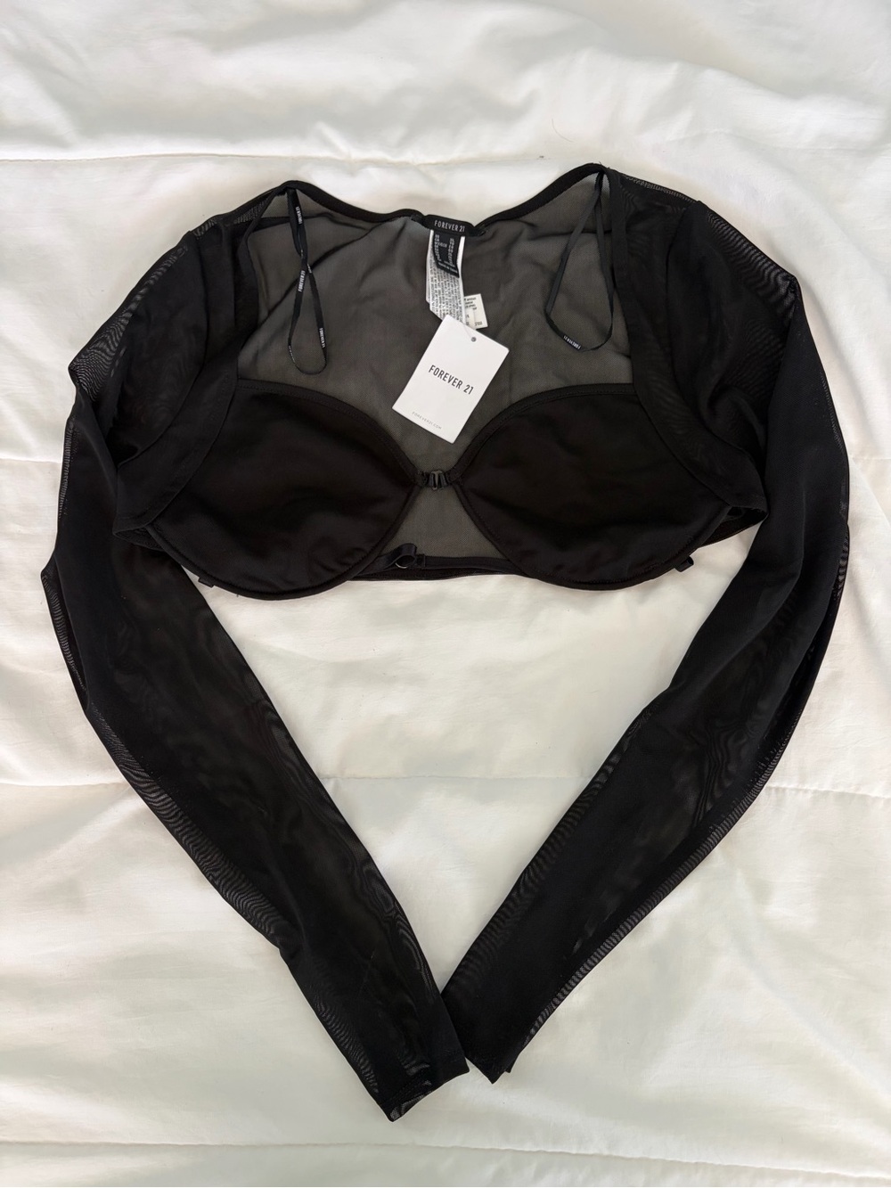 Mesh Long Sleeve bralette crop top size XL forever 21